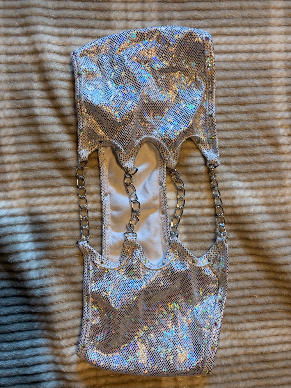 Iridescent Silver Chain-Detail Women's 2 piece bikini
